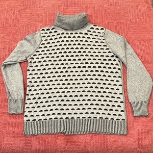 Tribal reversible Gray Geometric Turtleneck Sweater